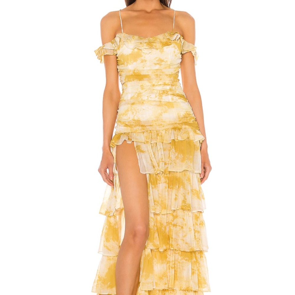 Yellow tiered ruffle hem dress Brand: Atoir